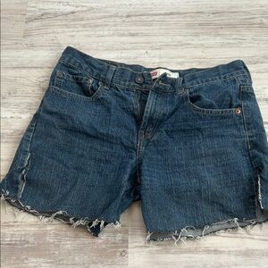 Levi's Dark Blue Denim Frayed Shorts